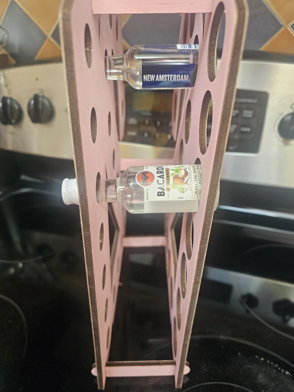 Pink Wooden Marquee Number 21 Small Shooter Holder (Alcohol Not Included)